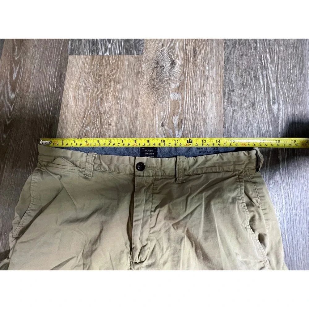 J.Crew Chino Shorts Mens 33 Tan Stretch Cotton Blend Khaki Casual 10.5‎ Inseam